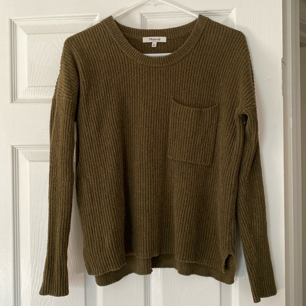Madewell Olive Green Pocket Sweater Size XS